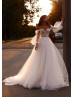 Ivory Lace Tulle Sparkle Beaded Wedding Dress